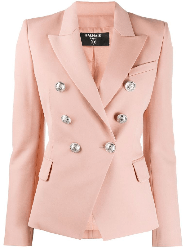 Balmain Women's Pink Wool Blazer ModeSens