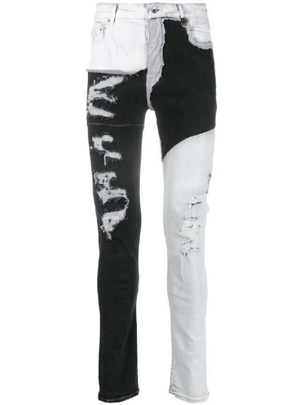 Rick Owens Drkshdw Ripped Contrast Panel Jeans In White ModeSens