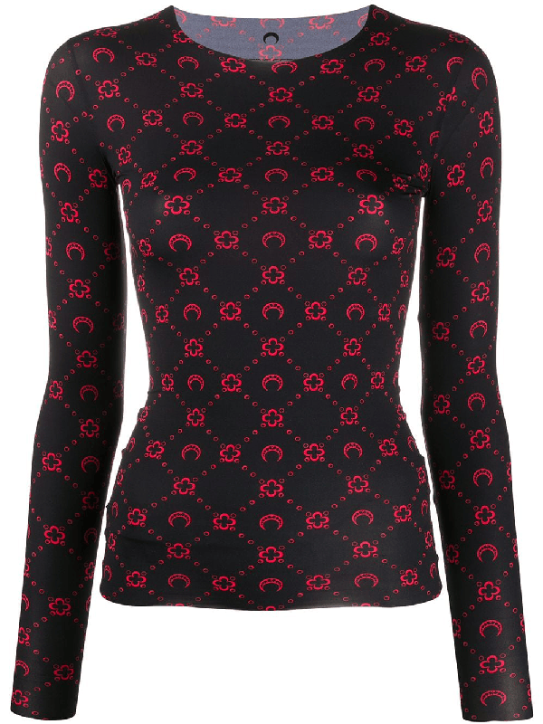 Marine Serre Moon Print Longsleeve Top Black ModeSens
