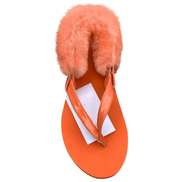 PreOwned Ugg Orange Faux Fur Sandals ModeSens
