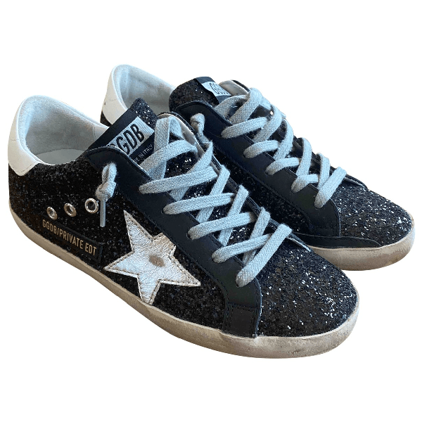 Preowned Golden Goose Superstar Black Glitter Trainers ModeSens
