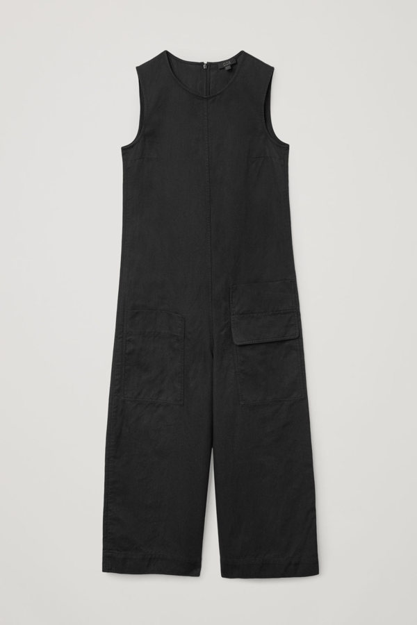 Cos Wideleg Organic Jumpsuit In Black ModeSens