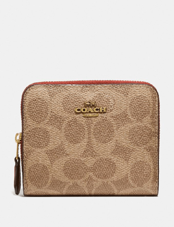 Coach Billfold Wallet In Signature Canvas Women's In Brass/tan Rust