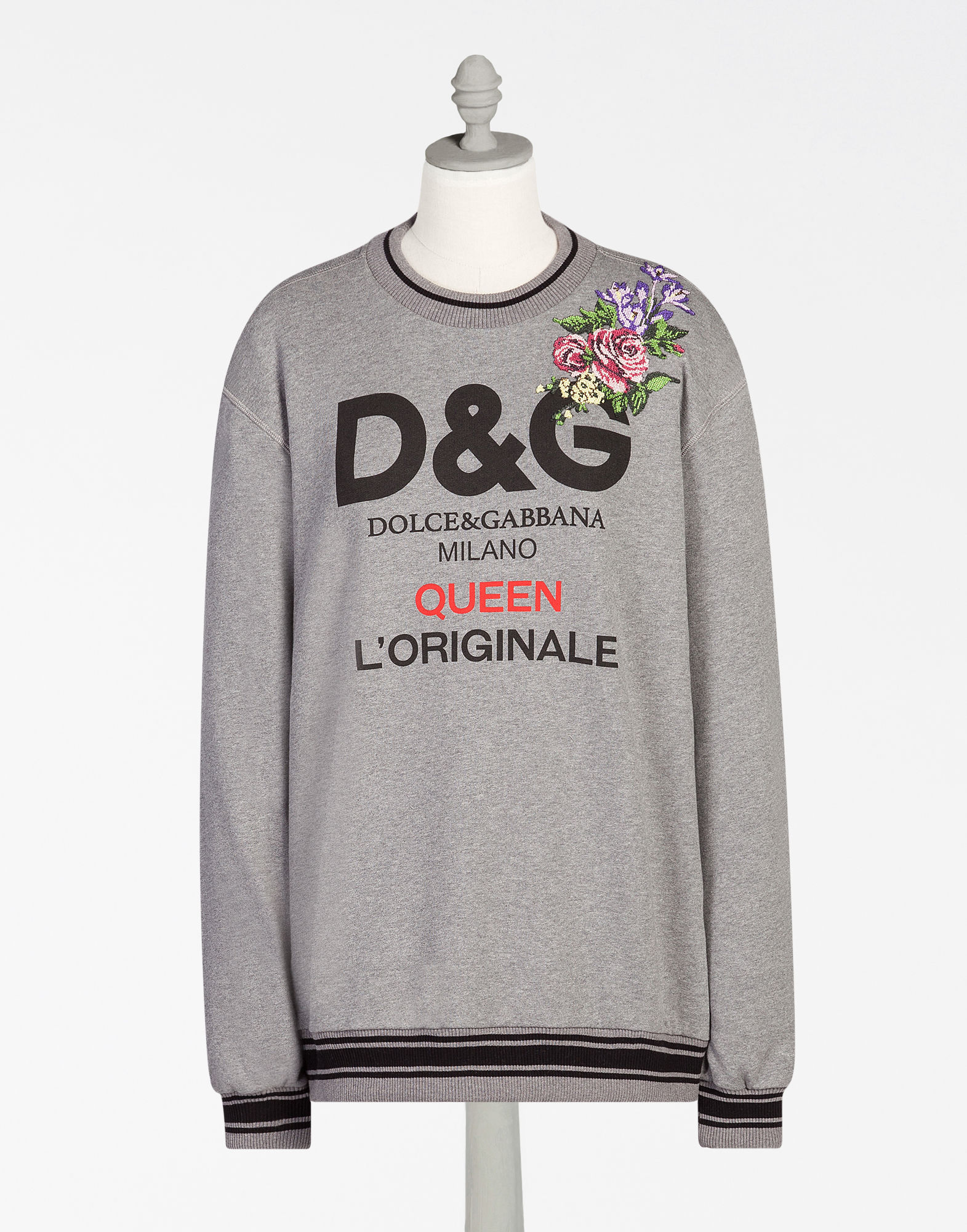 Dolce & Gabbana Cotton Sweatshirt With Patch In Grey ModeSens