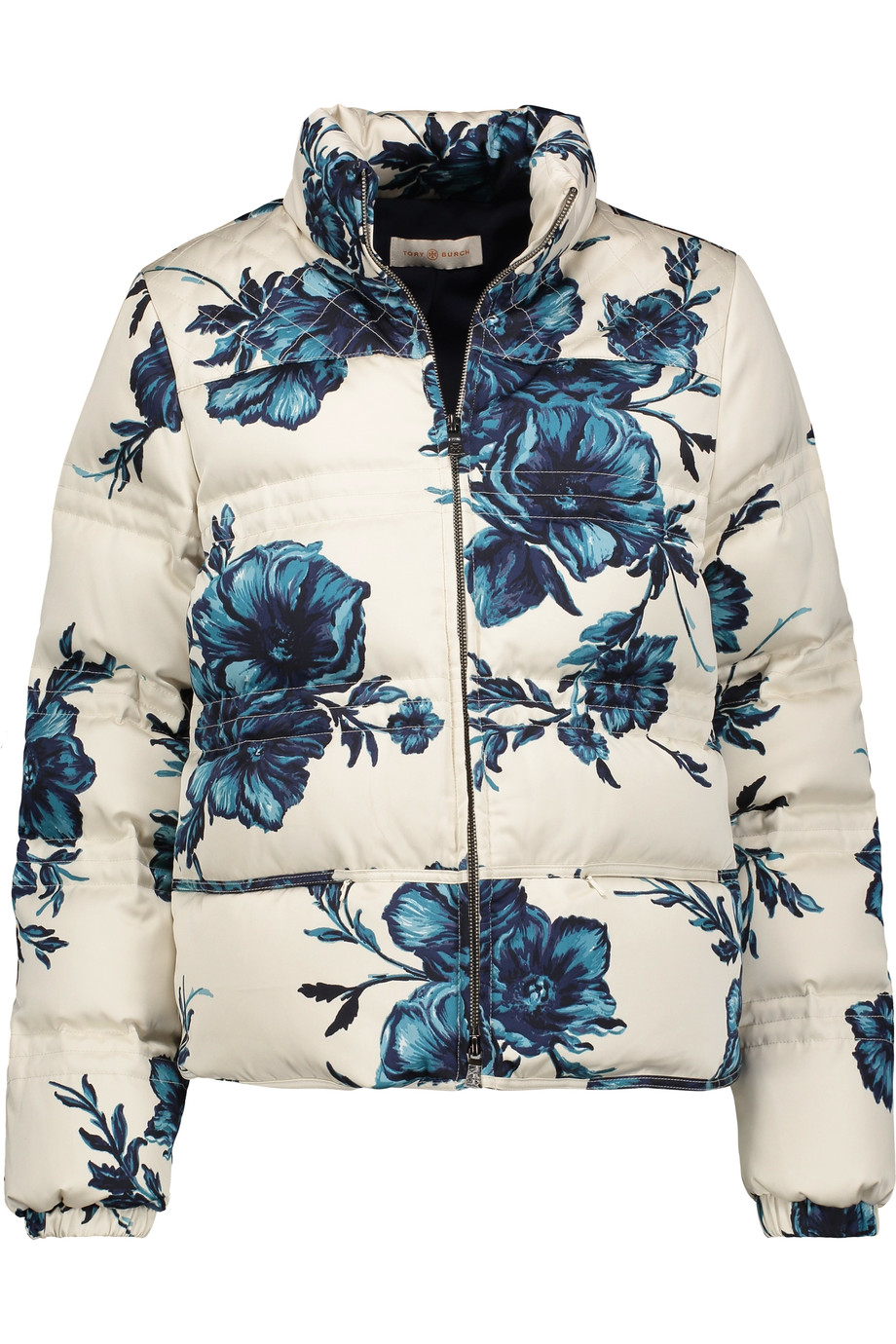 Tory Burch Ronda Floralprint Quilted Satin Down Jacket ModeSens