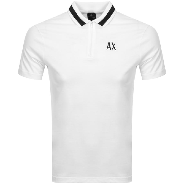 Armani Exchange Half Zip Polo T Shirt White ModeSens