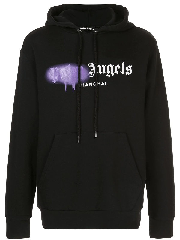 Palm Angels Spray Paint Logo Hoodie In Black ModeSens