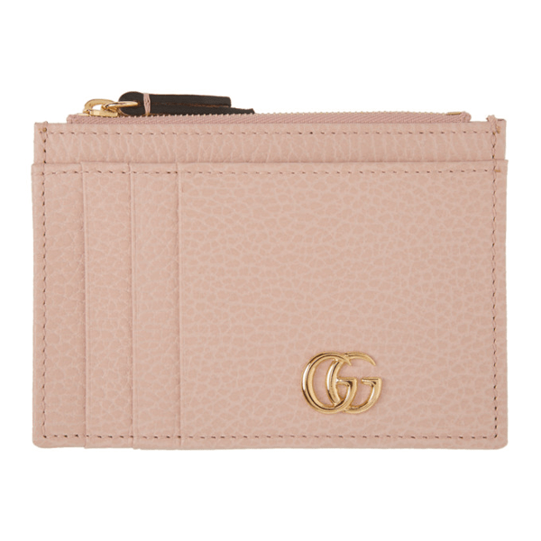 Gucci Pink Gg Marmont Card Holder ModeSens