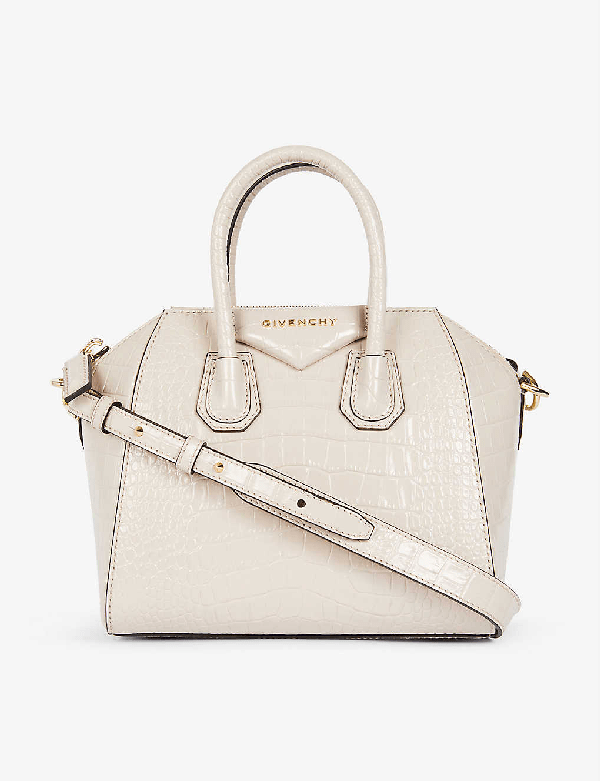 Givenchy Antigona Mini Crocembossed Leather Tote Bag In White ModeSens