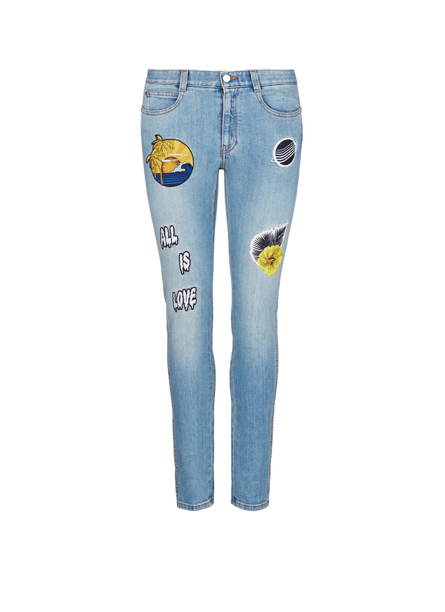 Stella Mccartney Surf Embroidered Patch Cropped Boyfriend Jeans ModeSens