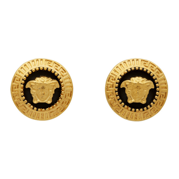 Versace Black & Gold Small Medusa Coin Earrings In D41oh Gold ModeSens