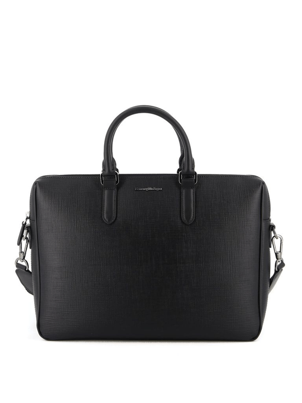 Ermenegildo Zegna Men's Black Leather Briefcase ModeSens
