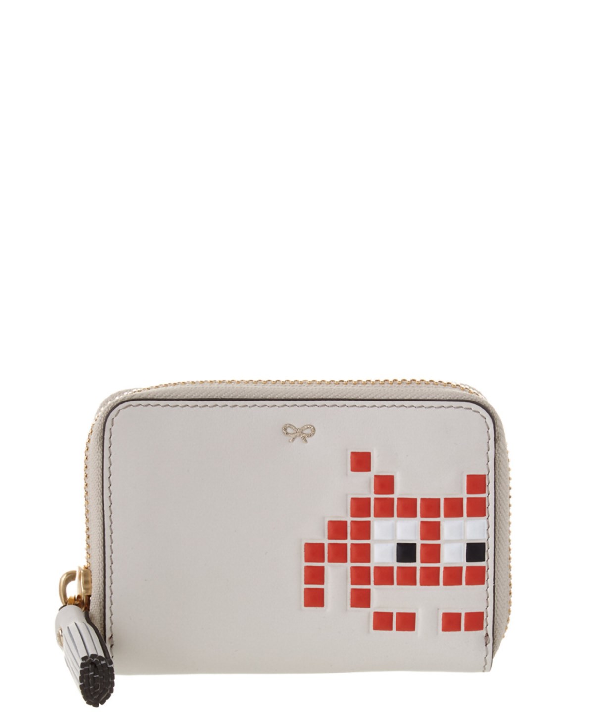 Anya Hindmarch Space Invaders Leather Zip Around Wallet' In Khaki