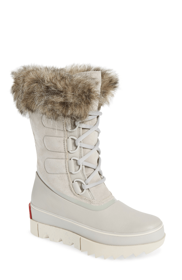 Sorel Joan Of Arctic Next Faux Fur Waterproof Snow Boot In Dove Leather