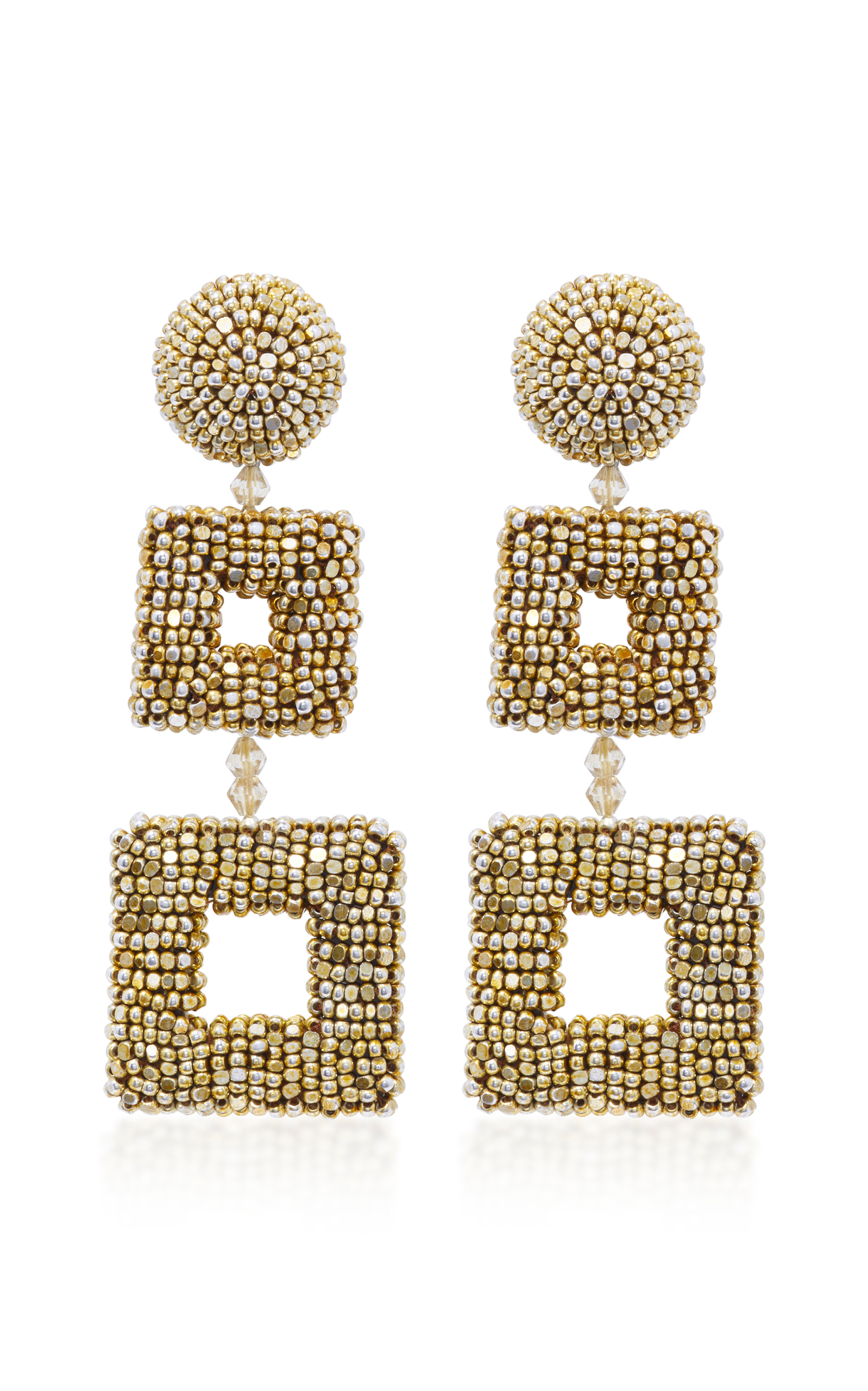 Oscar De La Renta Goldtone Beaded Clip Earrings ModeSens