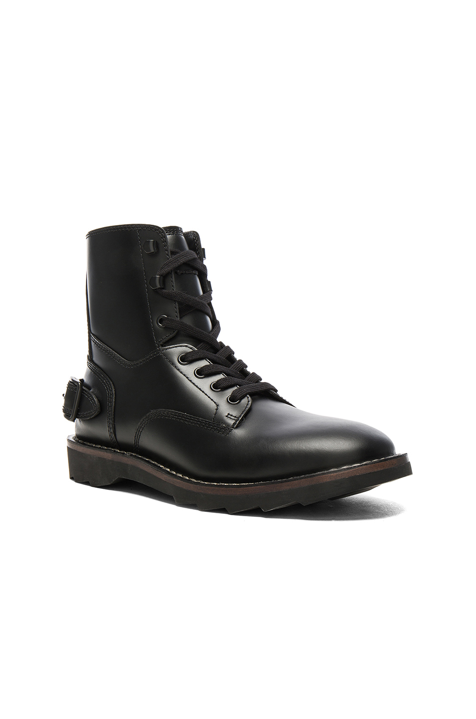 Coach Leather Combat Boots In Black ModeSens