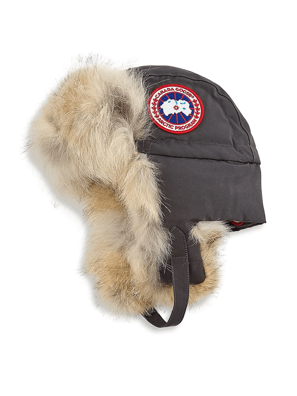 Canada Goose Aviator Hat With Genuine Coyote Fur Trim In Graphite