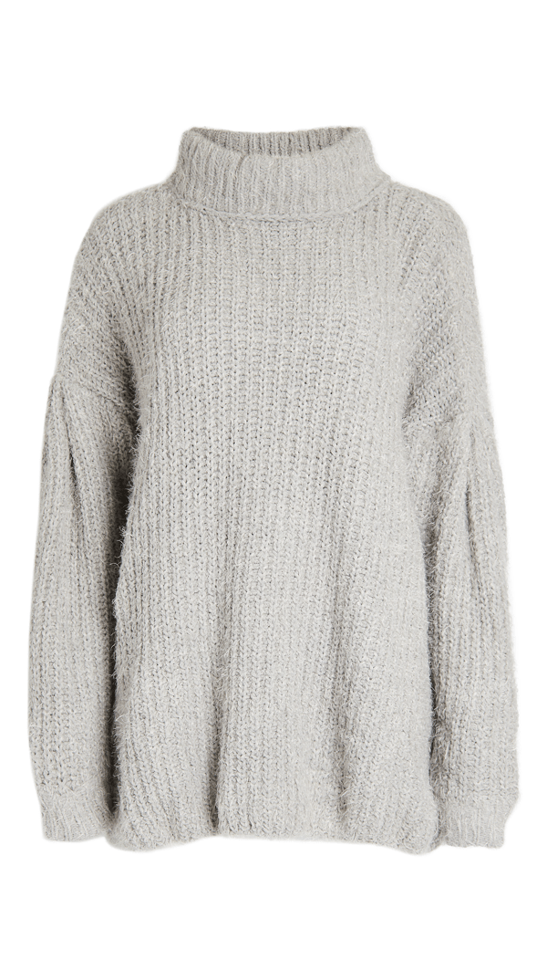 Free People Oasis Oversize Tunic Sweater In Silver Glass Combo ModeSens