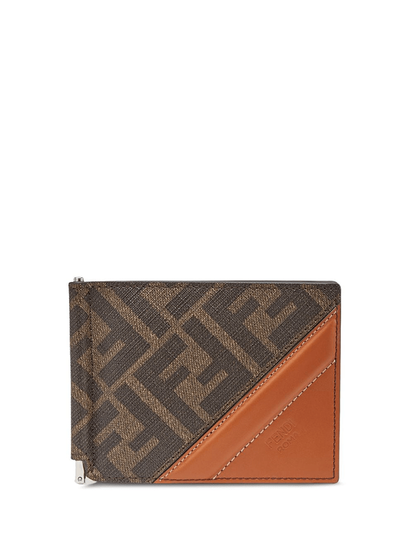Fendi Ff Motif Moneyclip Slim Wallet In Brown ModeSens
