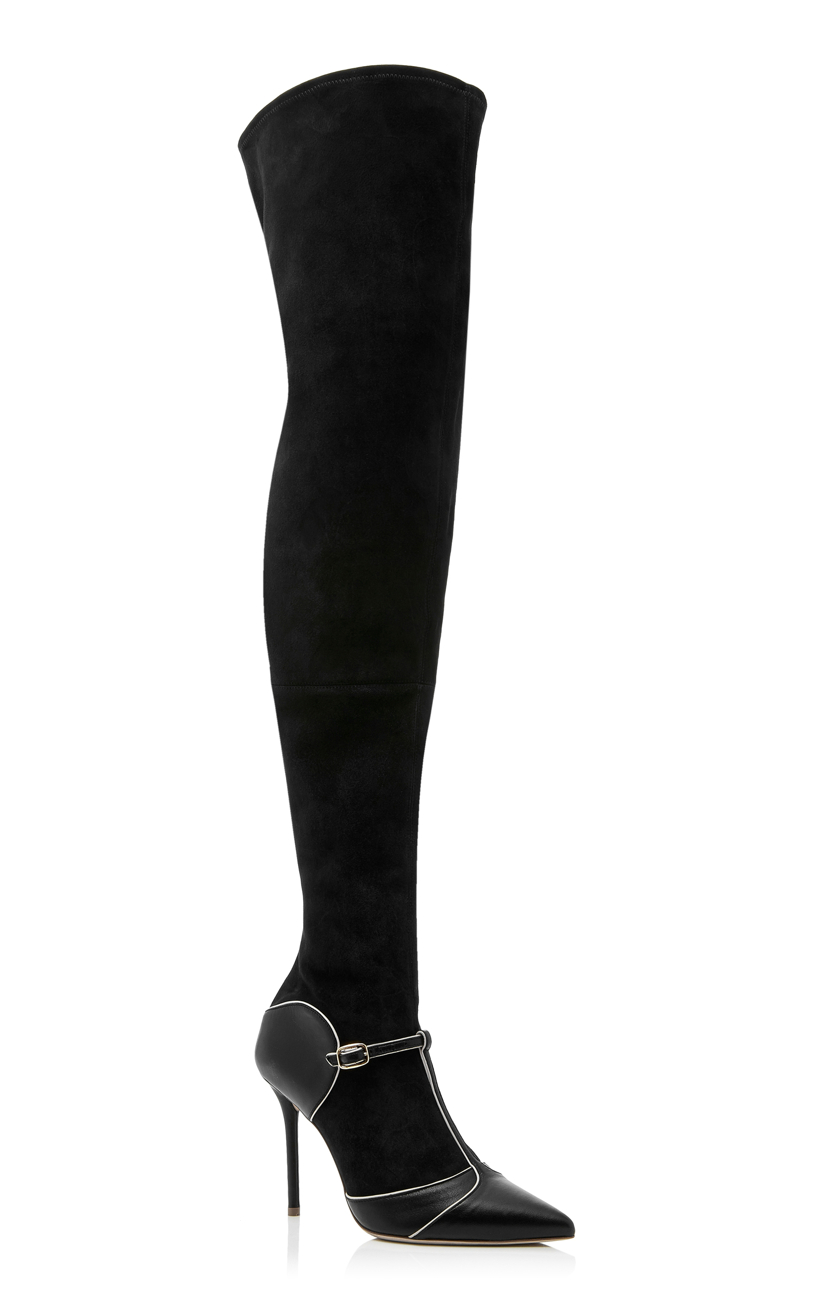 Malone Souliers Sadie Leather And Suede Overtheknee Boots In Black