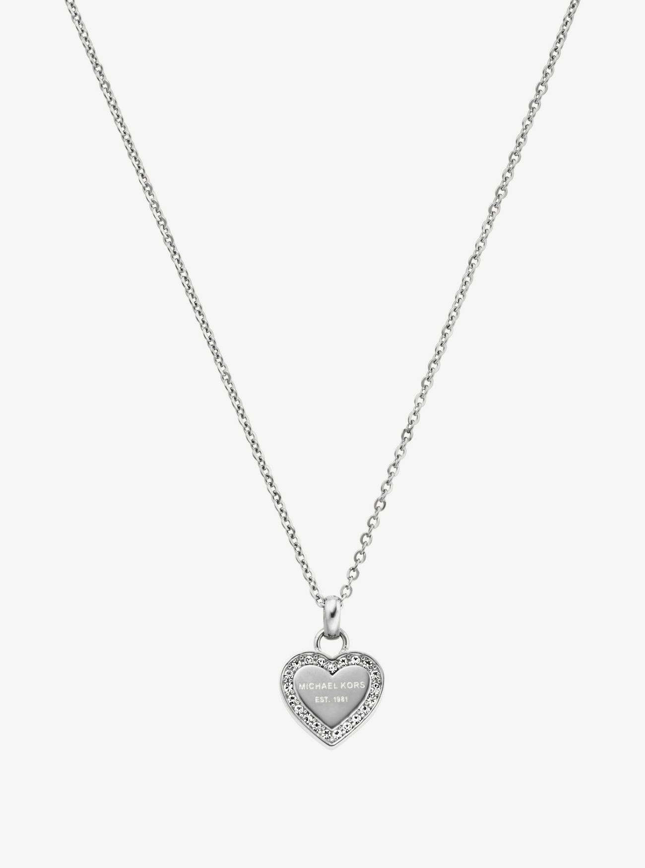 Michael Kors Pavé Silvertone Heart Pendant Necklace ModeSens