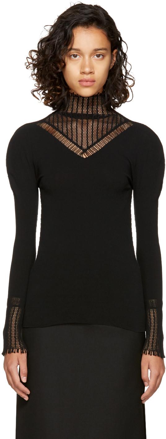 Issey Miyake Black V Mesh Ap Turtleneck ModeSens