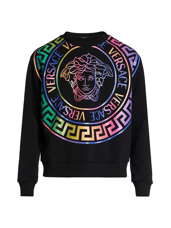 Versace Logoprint Cottonblend Sweatshirt In Black Multi ModeSens