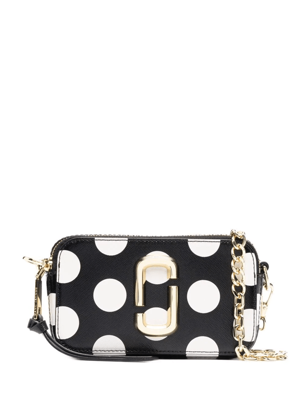 Marc Jacobs Womens New Black Multi Snapshot Polka Dotprint Leather