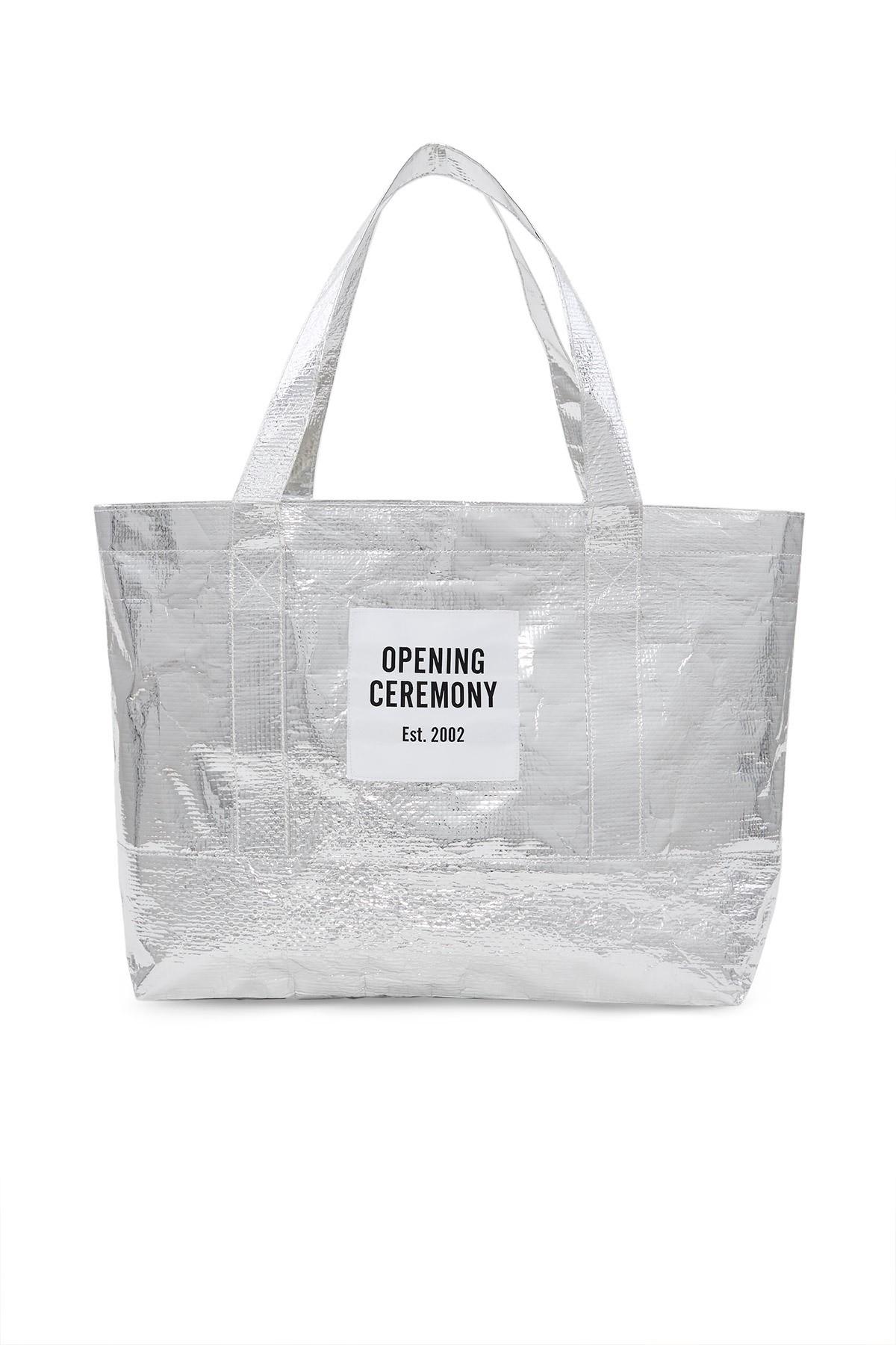 Opening Ceremony Medium Metallic Silver Tote Bag ModeSens