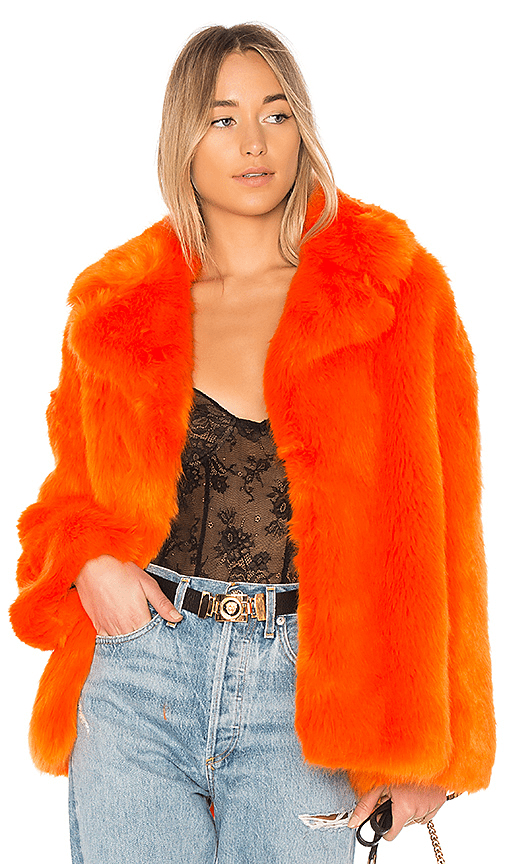 Diane Von Furstenberg Woman Faux Fur Coat Bright Orange ModeSens