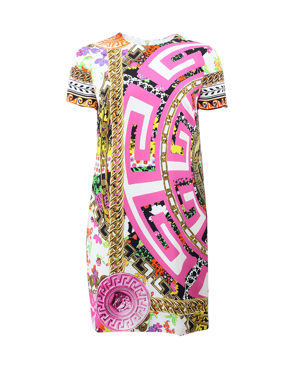 Versace Printed Shift Dress In Pink ModeSens