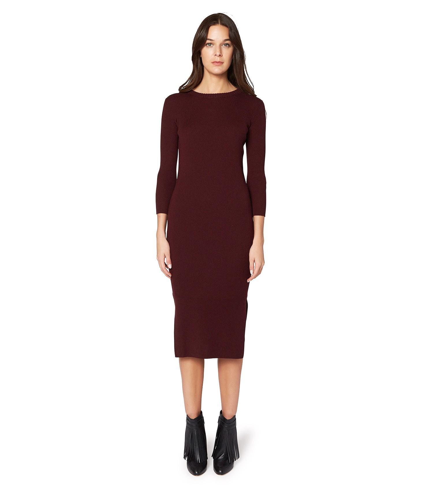 Maiyet Long Sleeve Long Fitted Dress In Maroon ModeSens