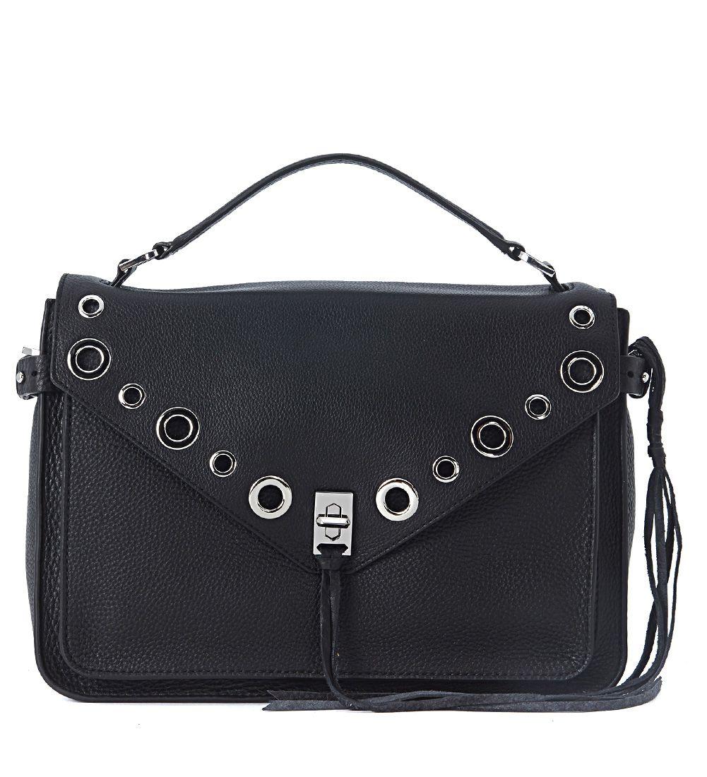 Rebecca Minkoff Darren Black Tumbled Leather Handbag In Nero ModeSens