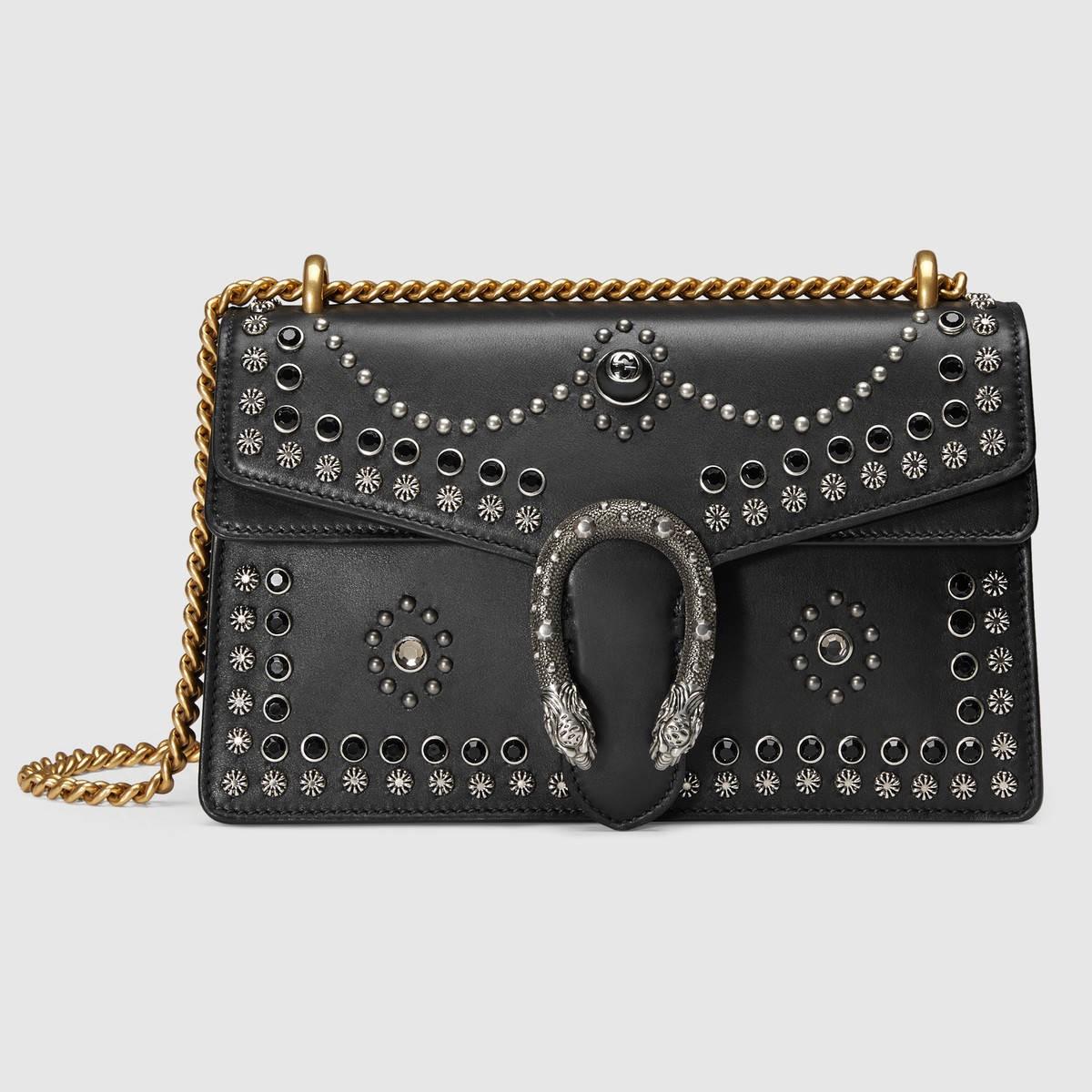 Gucci Dionysus Small Studded Shoulder Bag Black Leather ModeSens
