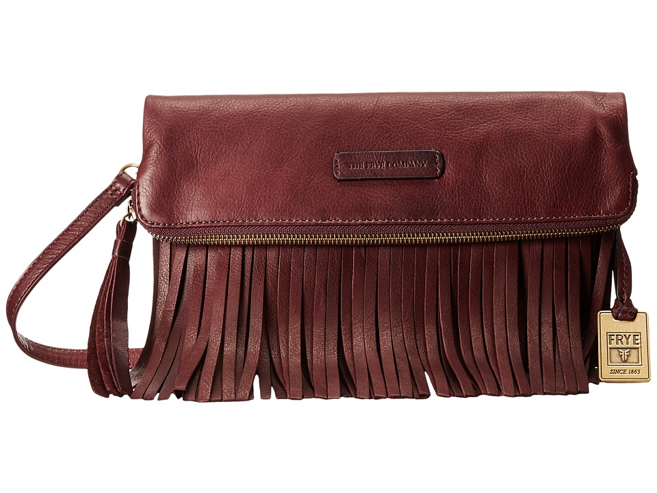 Frye Heidi Fringe Crossbody (plum Soft Vintage Leather) Cross Body