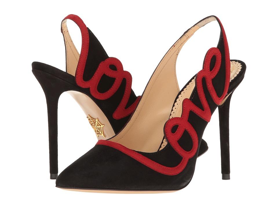 Charlotte Olympia Love Shoes (black/real Red Suede) High Heels ModeSens