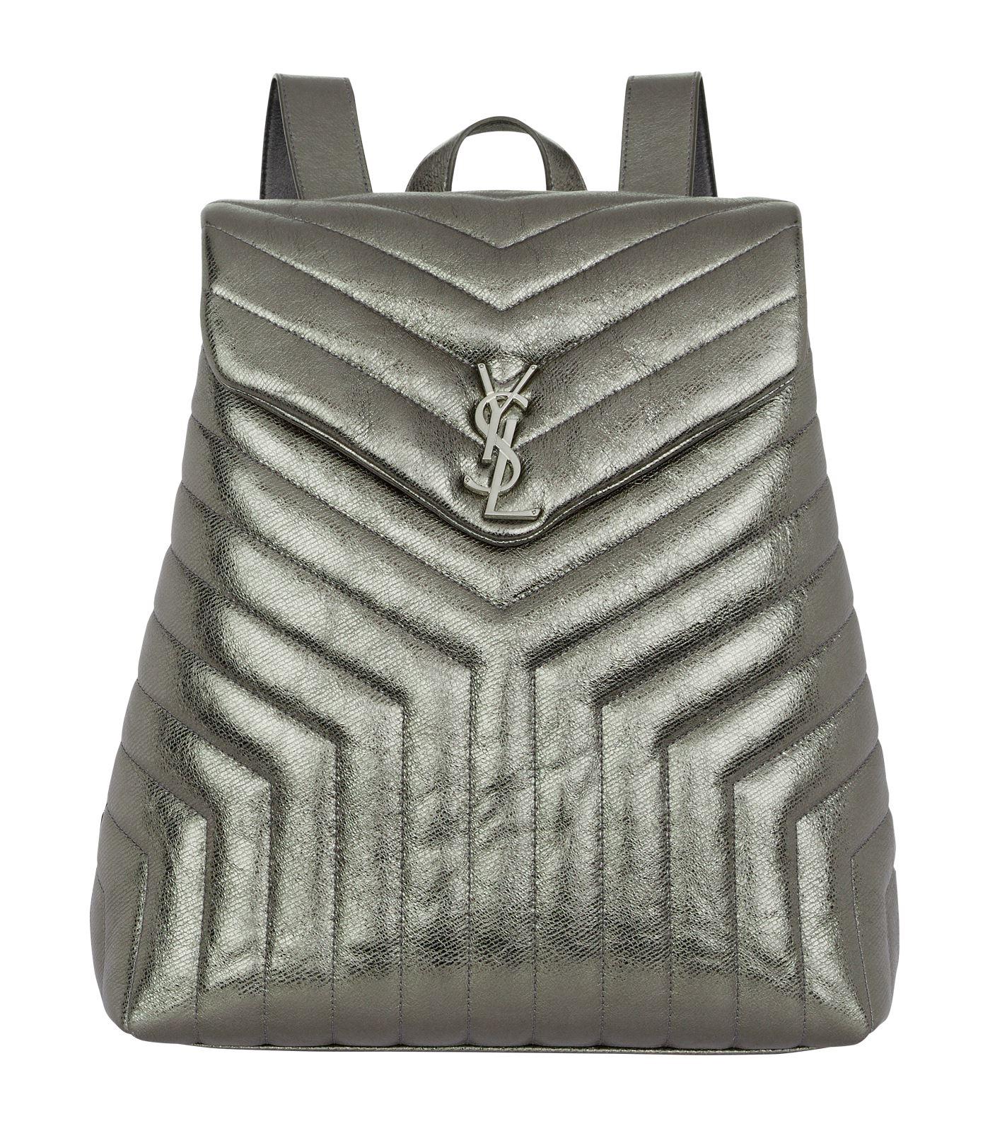 Saint Laurent Monogram Quilted Leather Backpack In Grey ModeSens