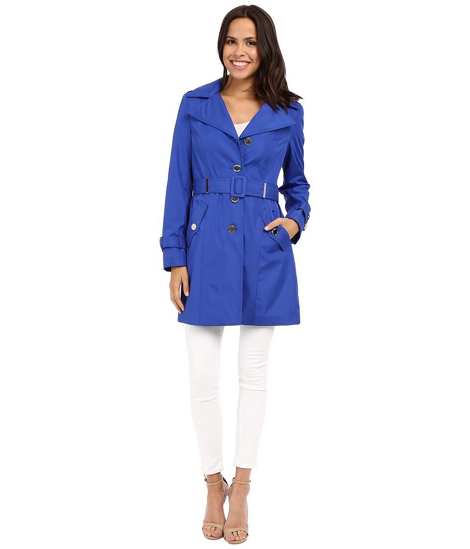 Calvin Klein Single Breasted Hooded Belted Trench W/ Printed Liner