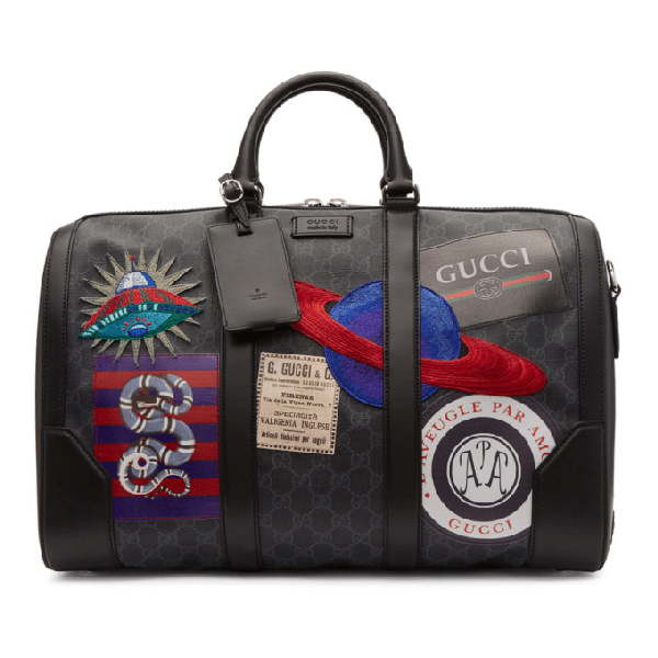 Gucci Night Courrier Soft Gg Supreme Carryon Duffle Bag In Black