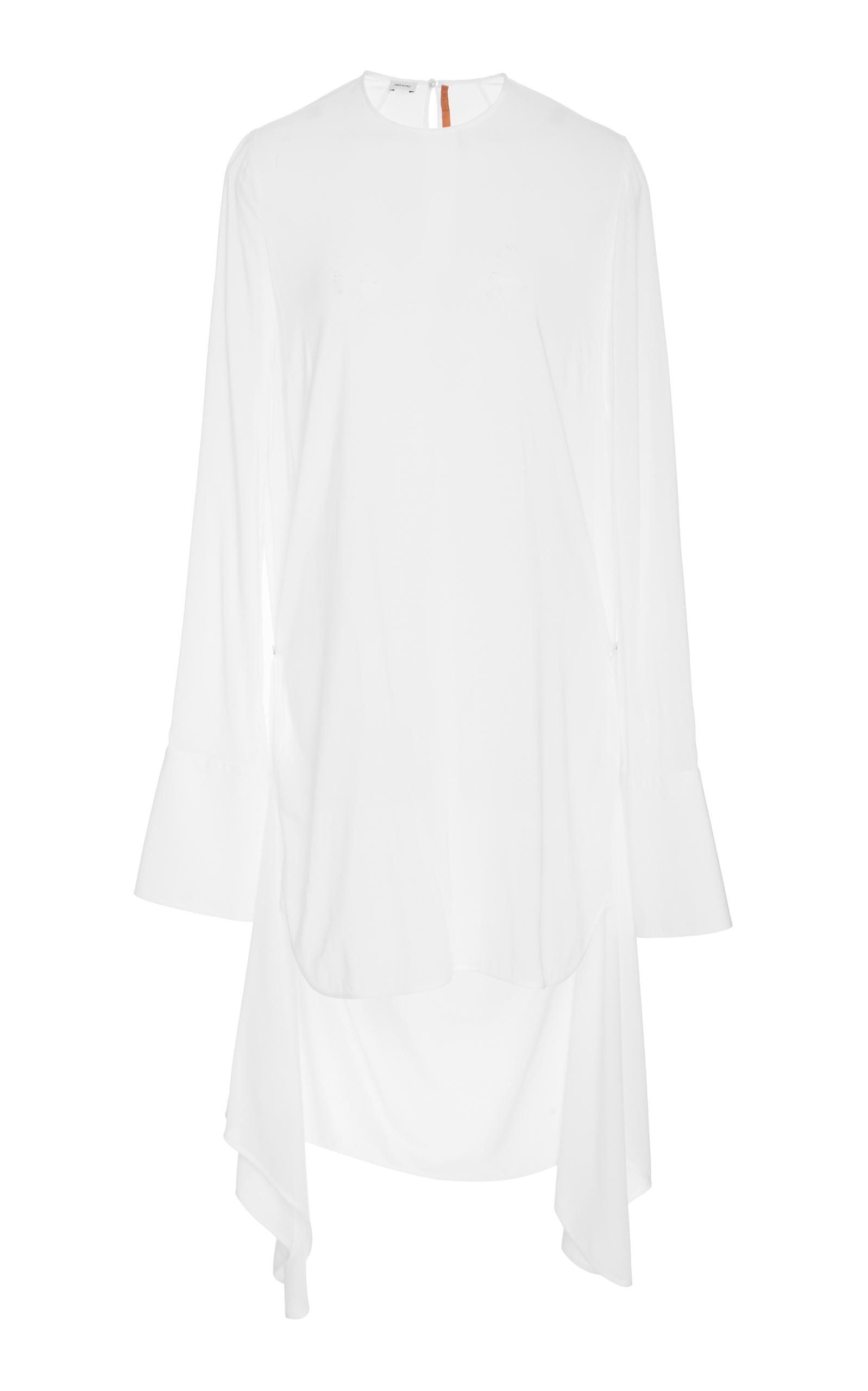 Summa Long Cuffed Sleeve Crewneck Top With Detachable Panel In White ModeSens
