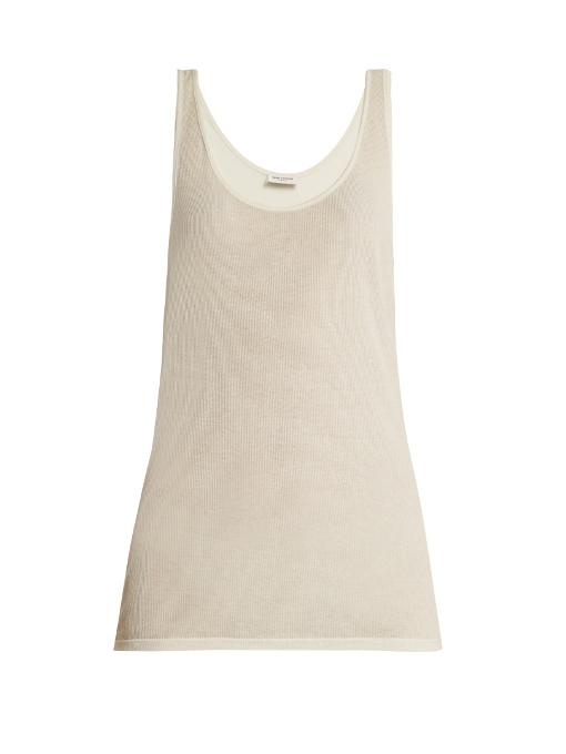 Saint Laurent Scoopneck Cottonblend Tank Top In Ivory ModeSens