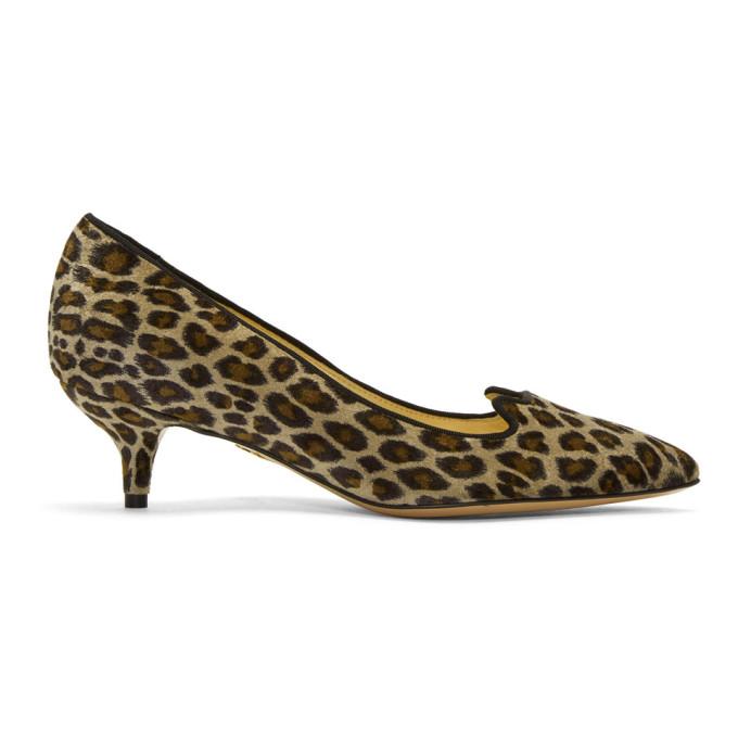 Charlotte Olympia Taupe Velvet Leopard Kitten Heels ModeSens