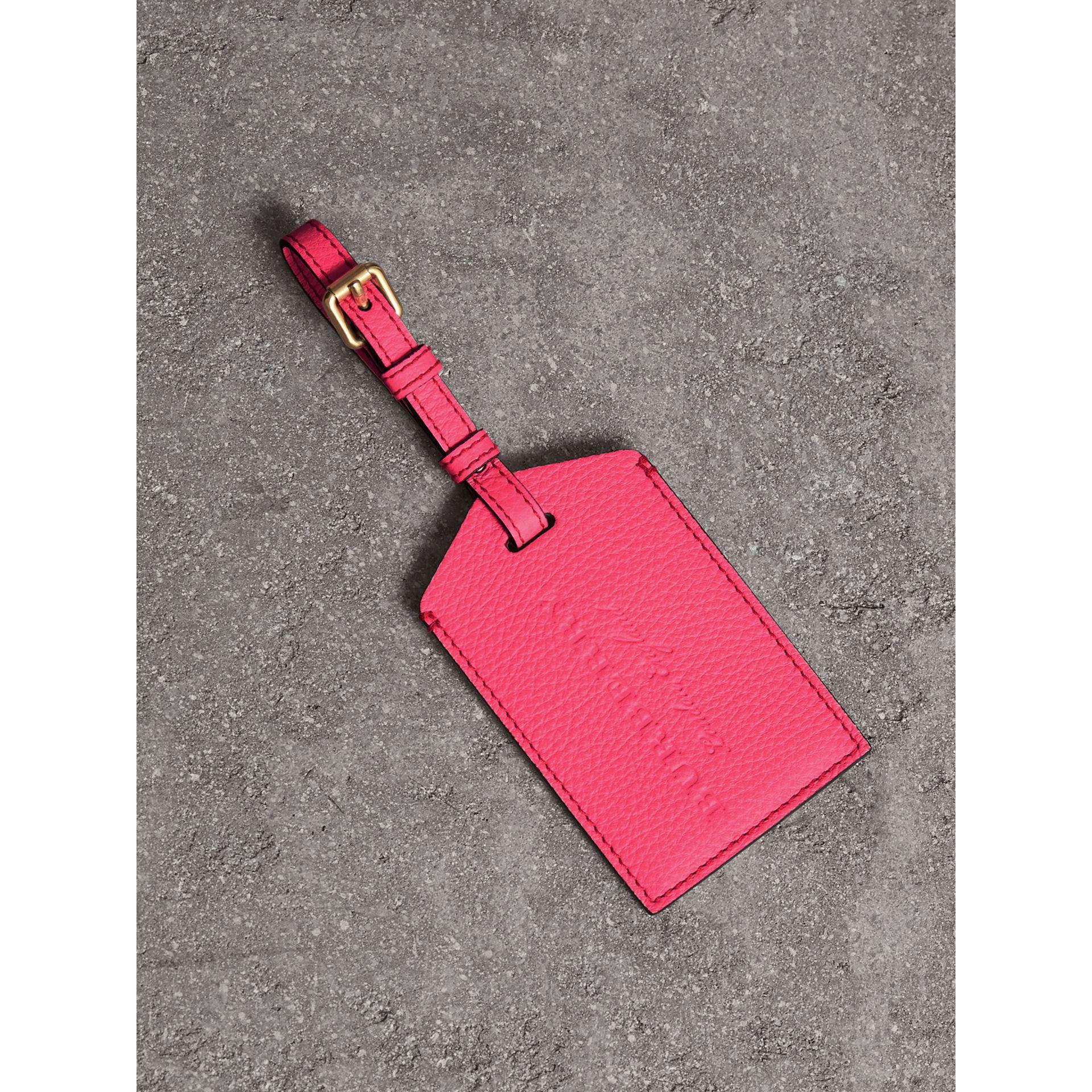 Burberry Embossed Leather Luggage Tag In Bright Pink ModeSens