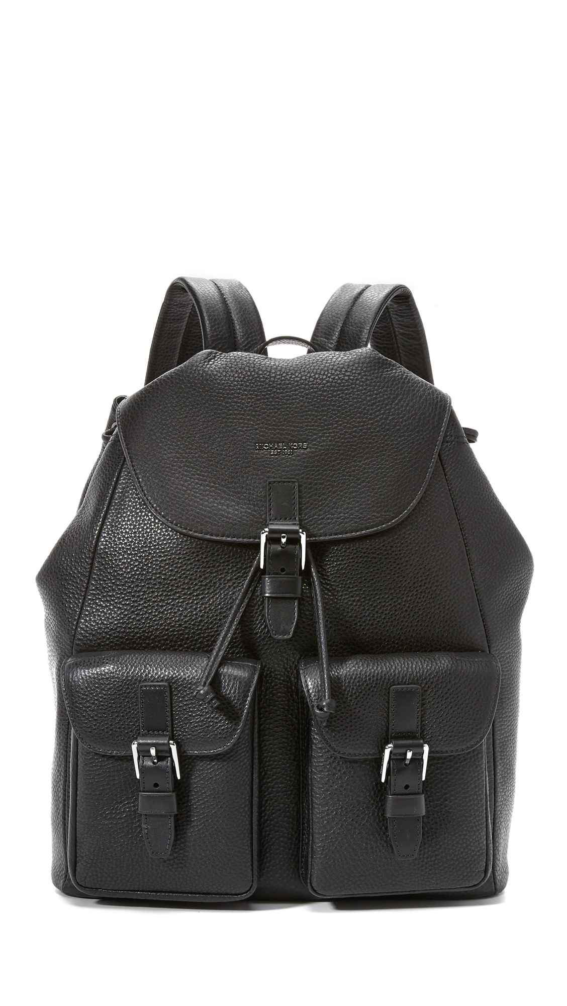 Michael Kors Bryant Pebbled Leather Drawstring Backpack In Black ModeSens