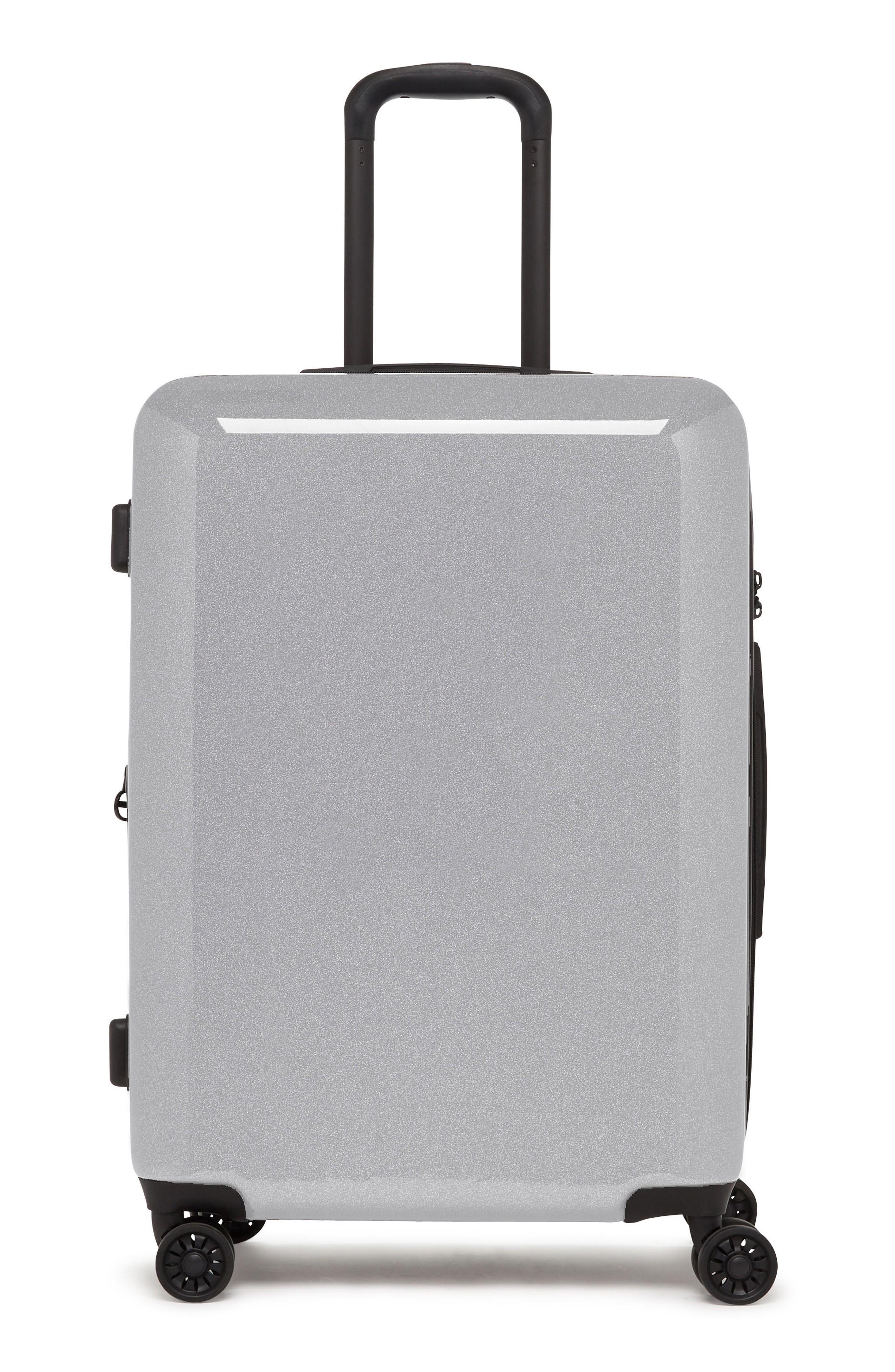 Calpak Medora Glitter 24inch Hardshell Spinner Suitcase Metallic In Silver Stardust ModeSens