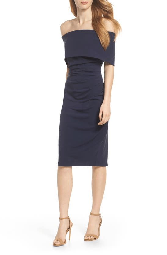 Vince Camuto Popover Cocktail Dress In Navy ModeSens