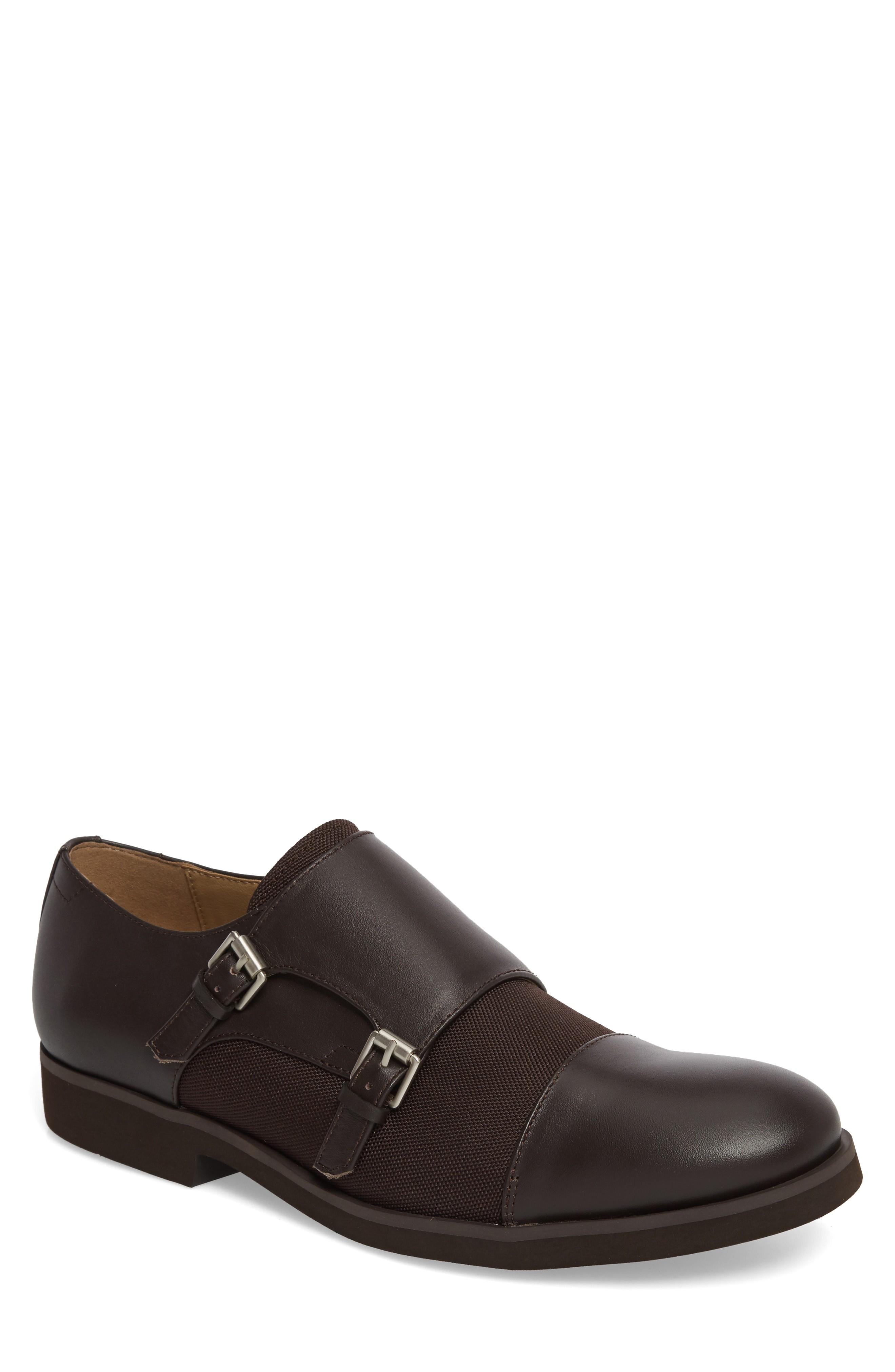 Calvin Klein Men's Finch Monkstrap Loafers Men's Shoes In Dark Brown