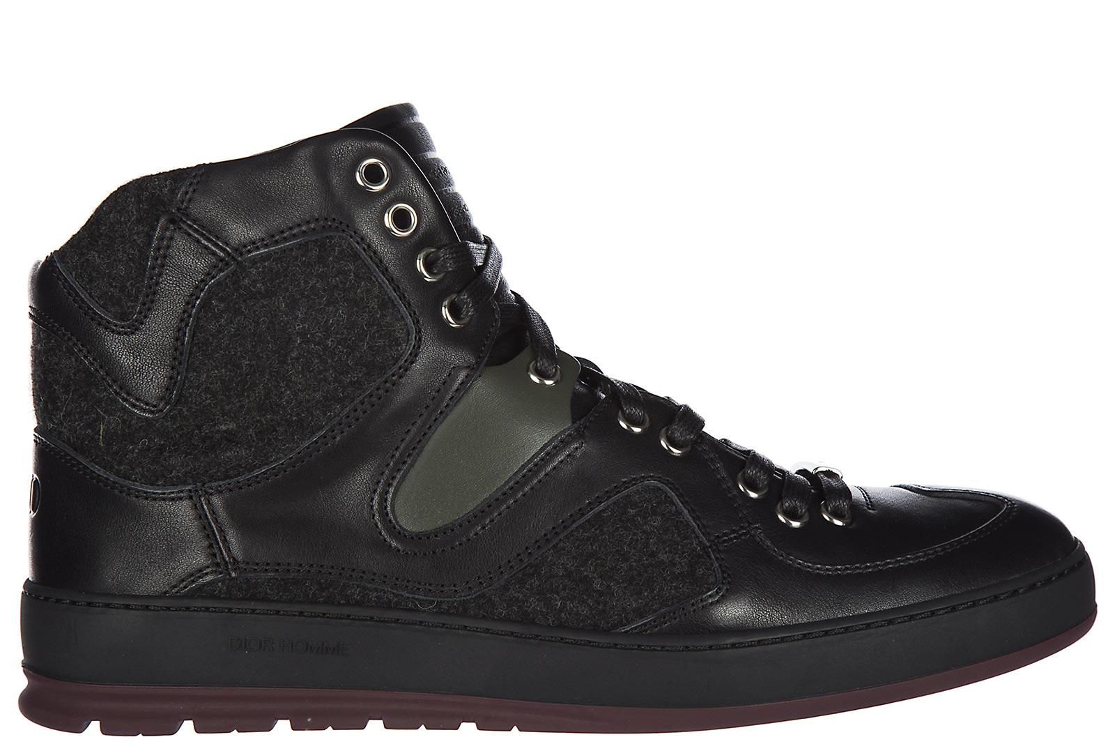 Dior Men's Shoes High Top Leather Trainers Sneakers B19 In Black ModeSens