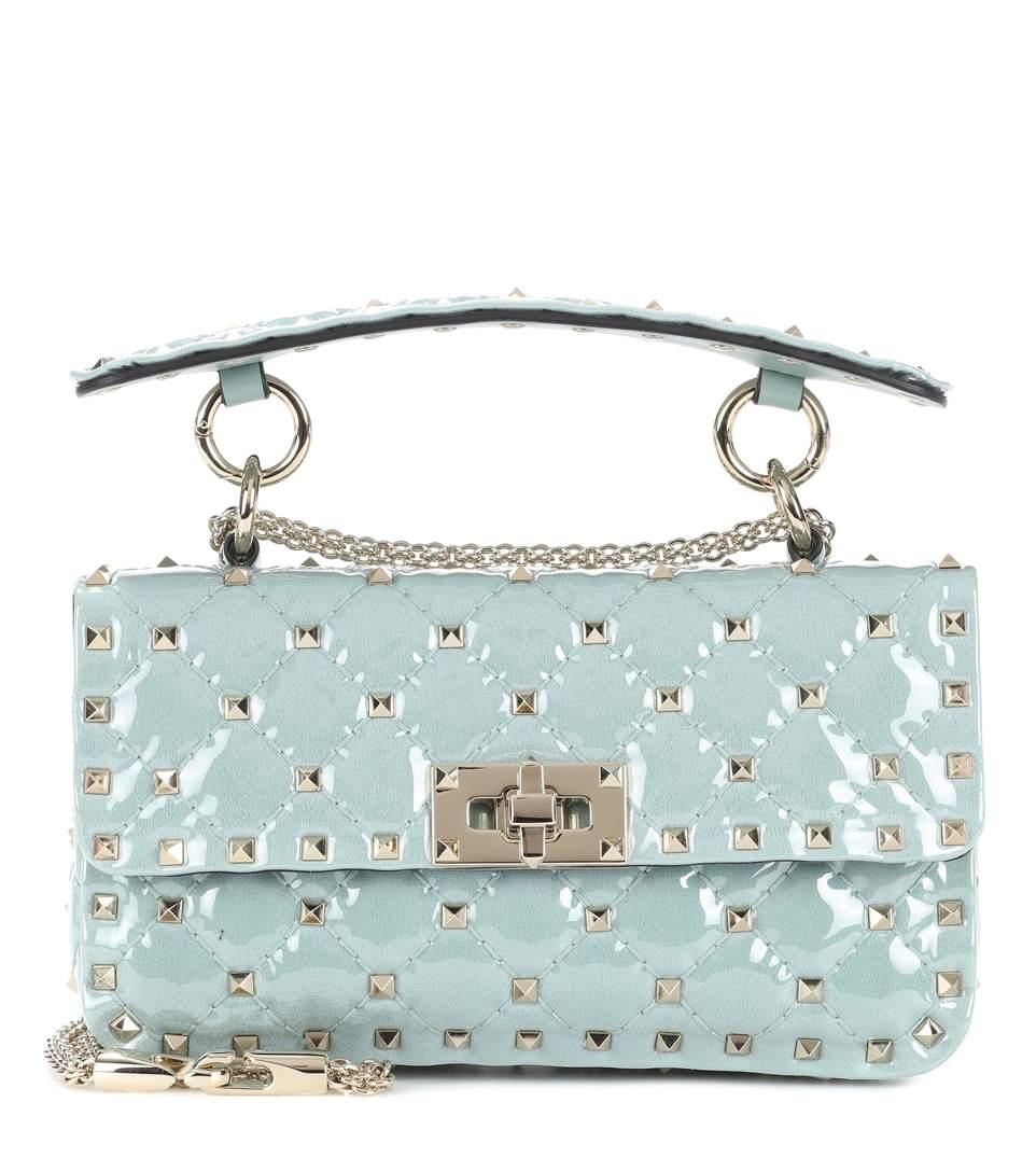 Valentino Rockstud Spike Quilted Shoulder Bag In Green ModeSens