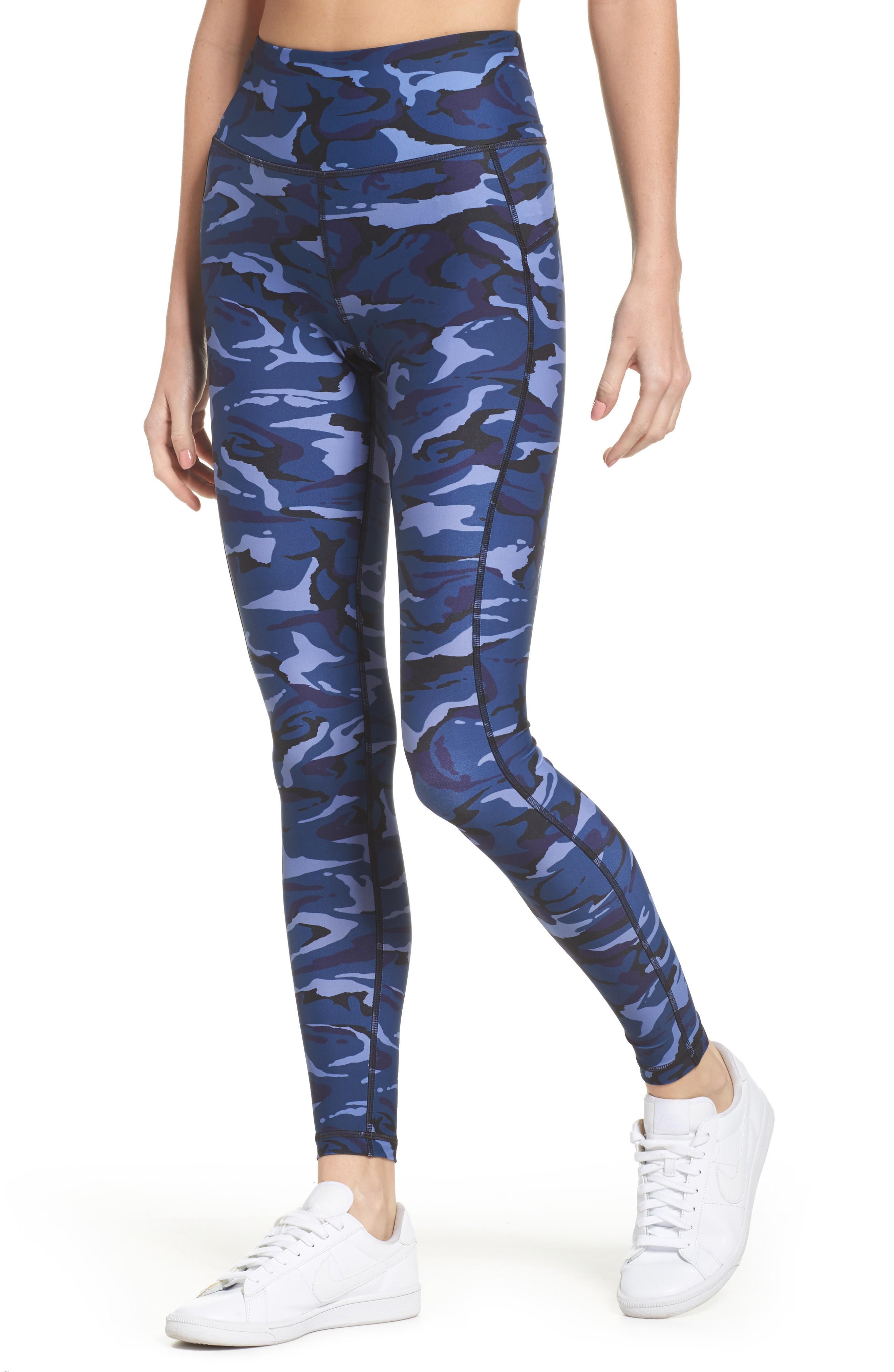 blue camo leggings women